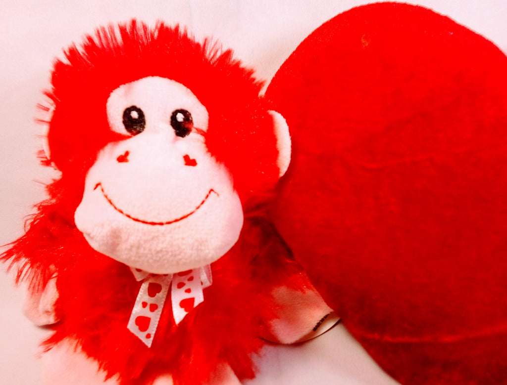 Wise Monkey Plush Doll for Your Baby's Nursery, Cuddly Soft Velvet Heart Accent, Adorable Cheerful Toy