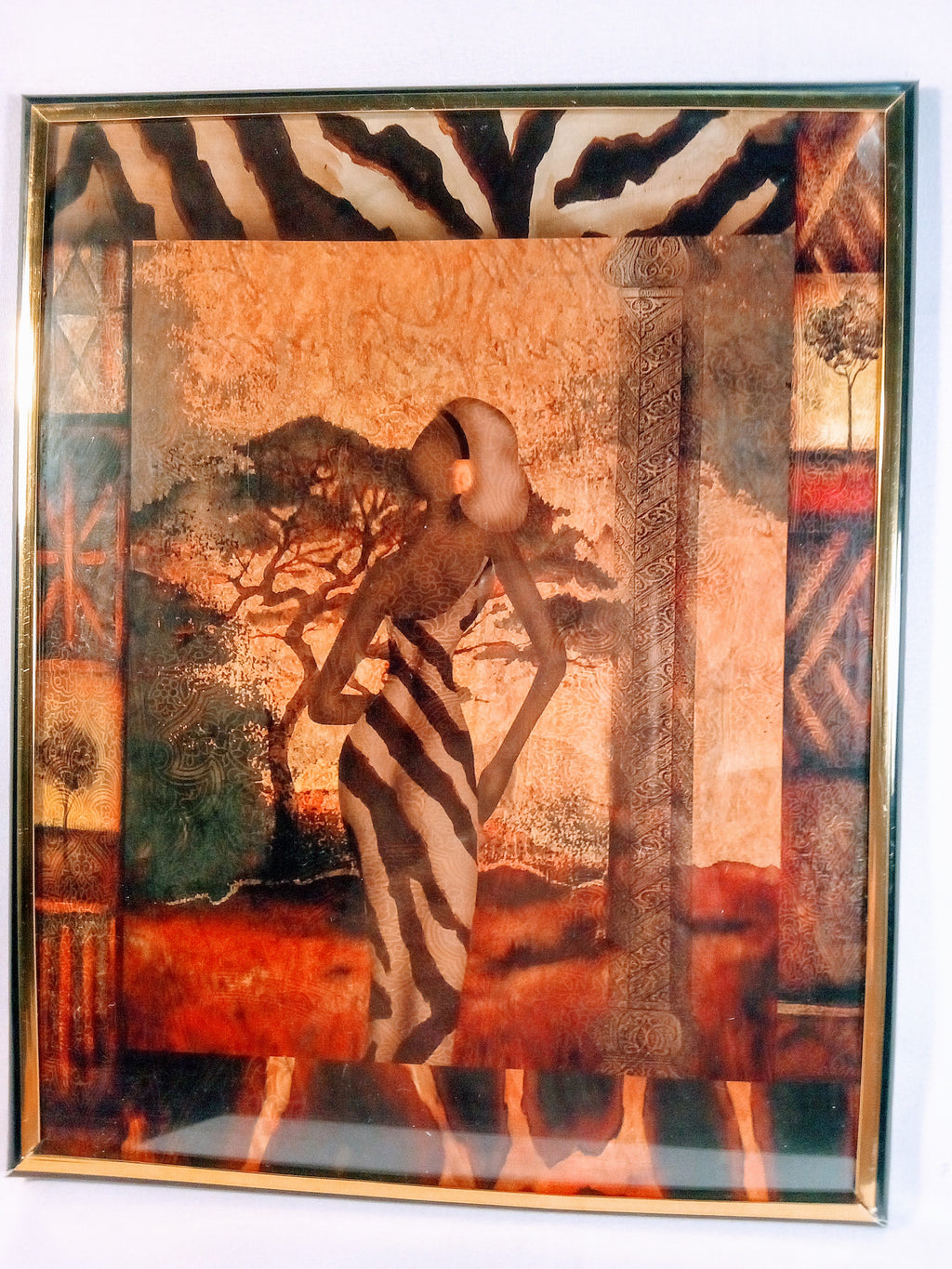 Modern Safari Woman Artwork, African American Framed Art Decor for Home and Office, Stylish and Chic