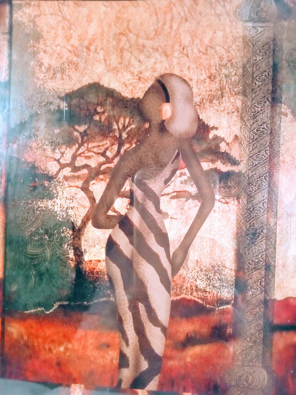 Modern Safari Woman Artwork, African American Framed Art Decor for Home and Office, Stylish and Chic