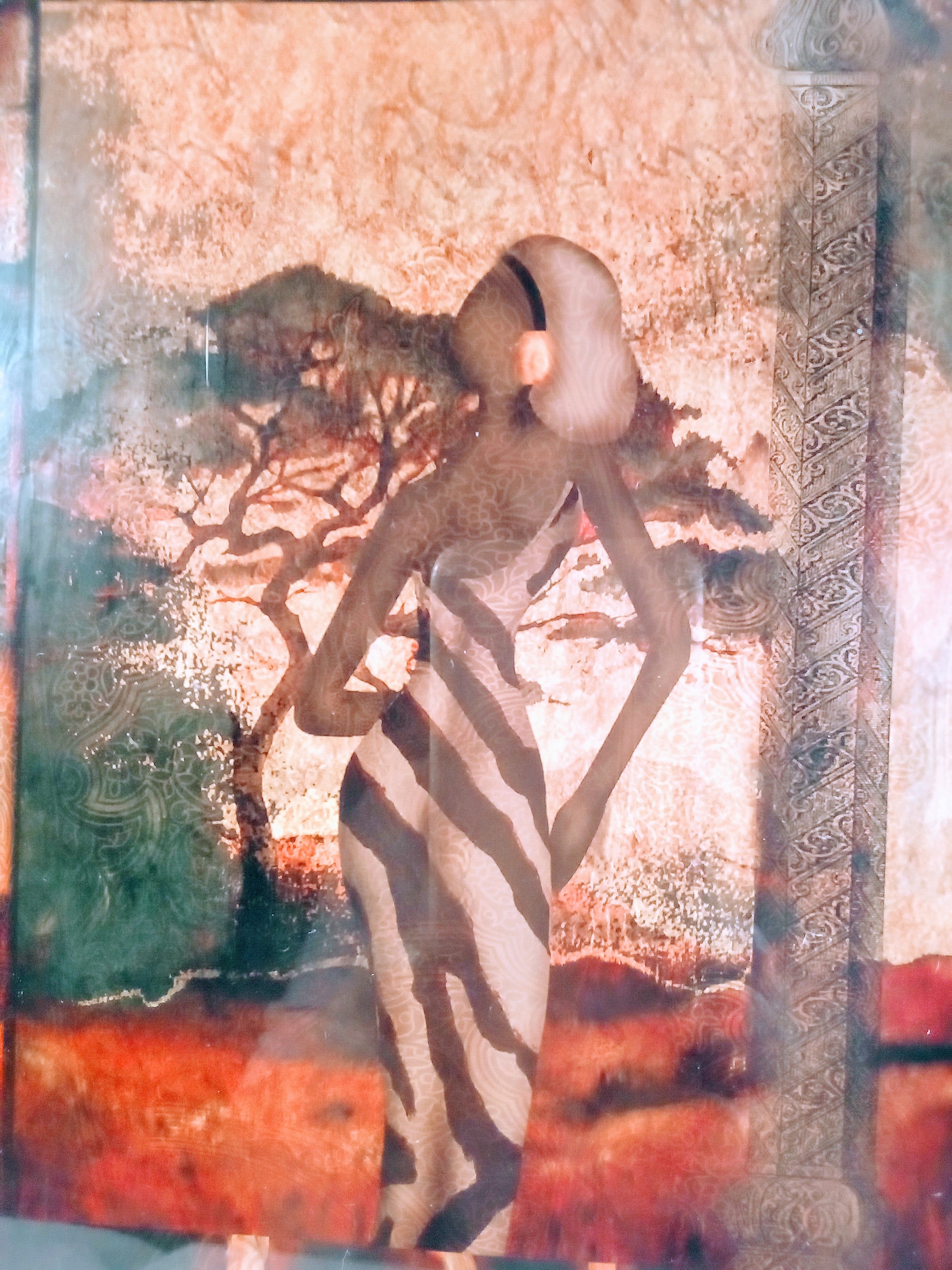 Modern Safari Woman Artwork, African American Framed Art Decor for Home and Office, Stylish and Chic