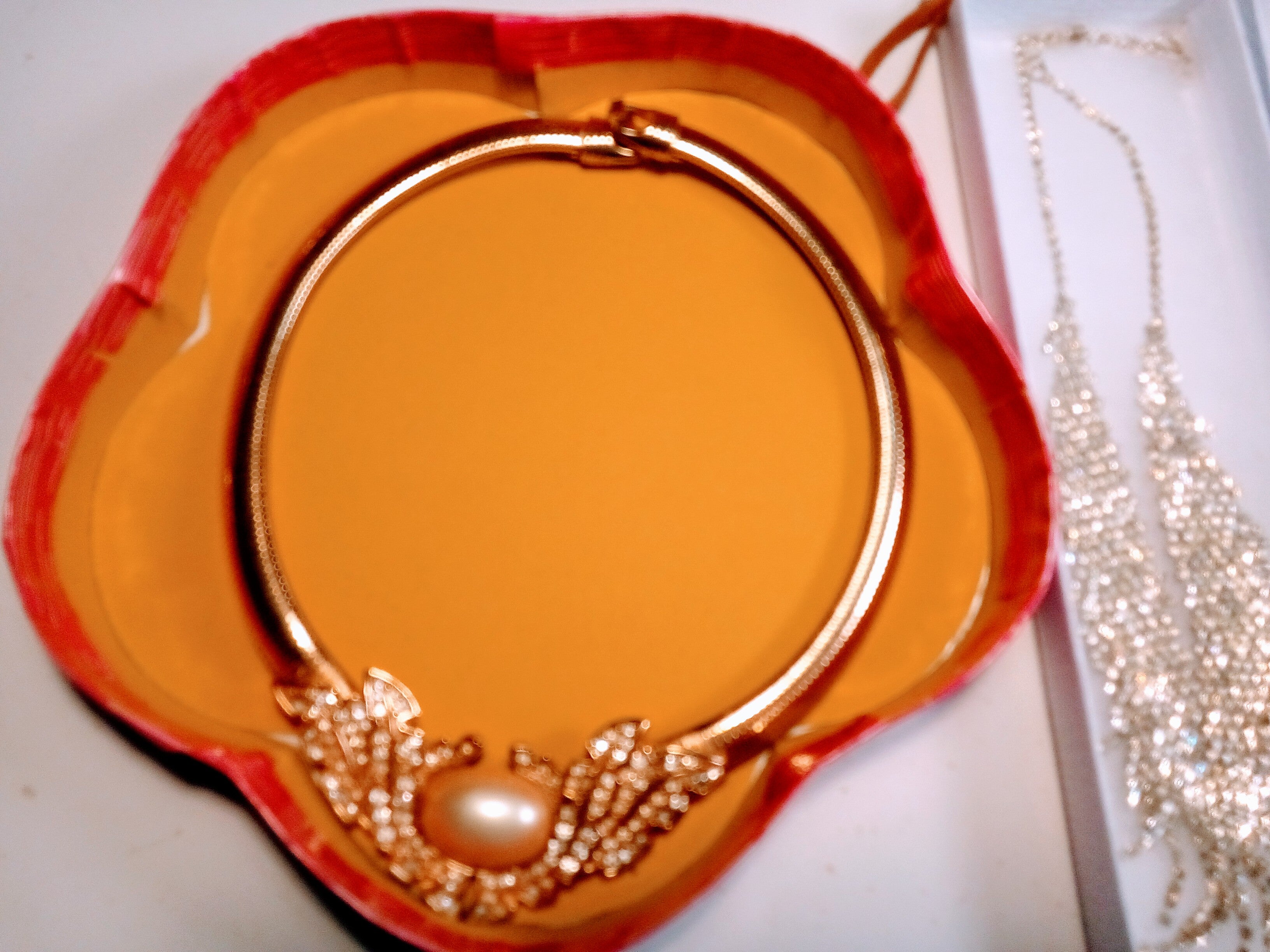 Christmas Gift Set for Her: 3 Vintage Fashion Necklaces - Diamond Necklace, Gold Snake Style, AND Leather with Gemstone