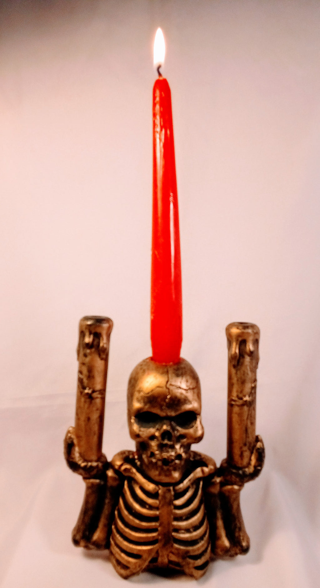 56)  Vintage SkulCandleholder Spooky Home Decor and Halloween Gift, Unique Art Table Decoration, Gift for Him