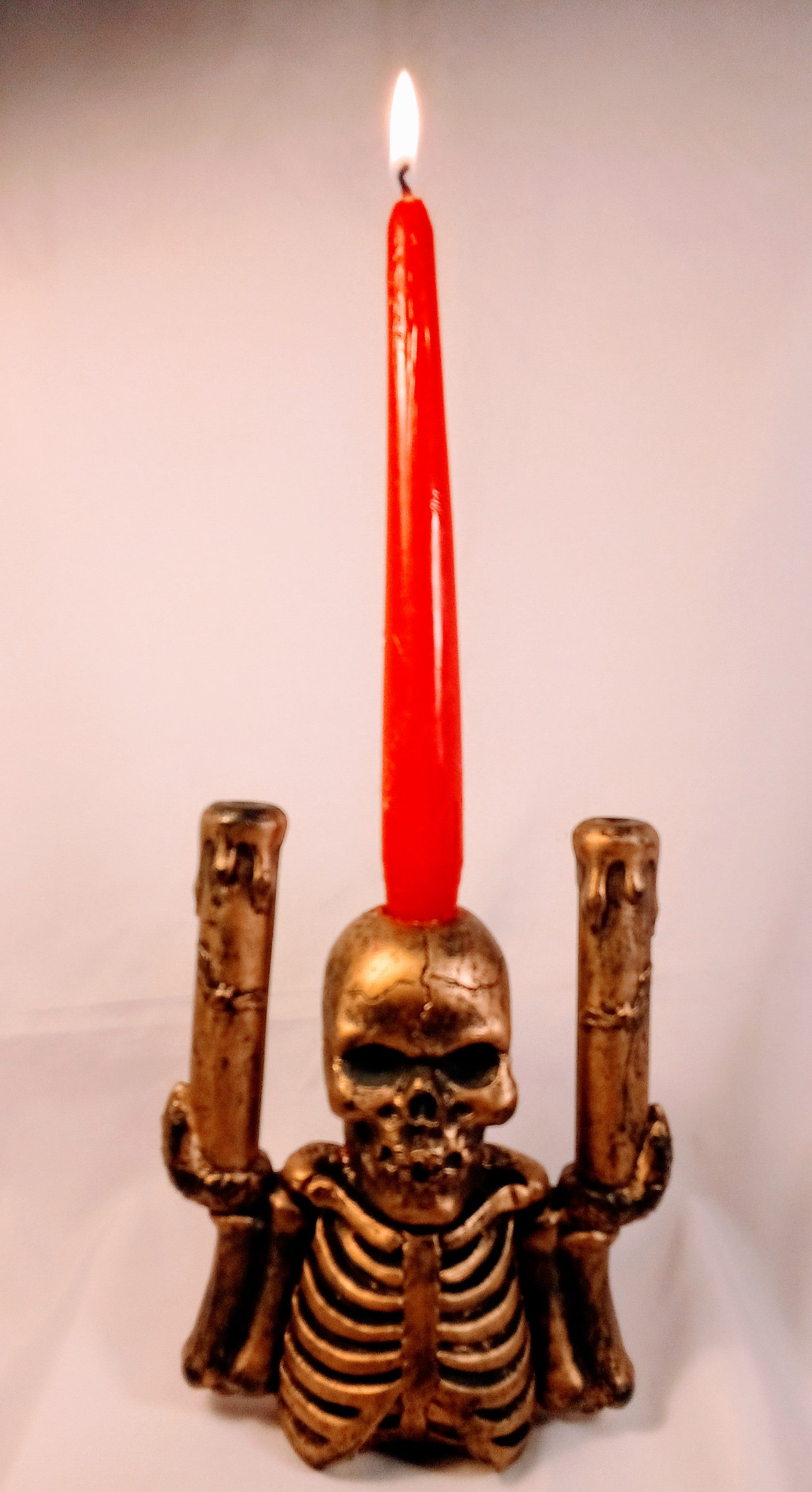 56)  Vintage SkulCandleholder Spooky Home Decor and Halloween Gift, Unique Art Table Decoration, Gift for Him