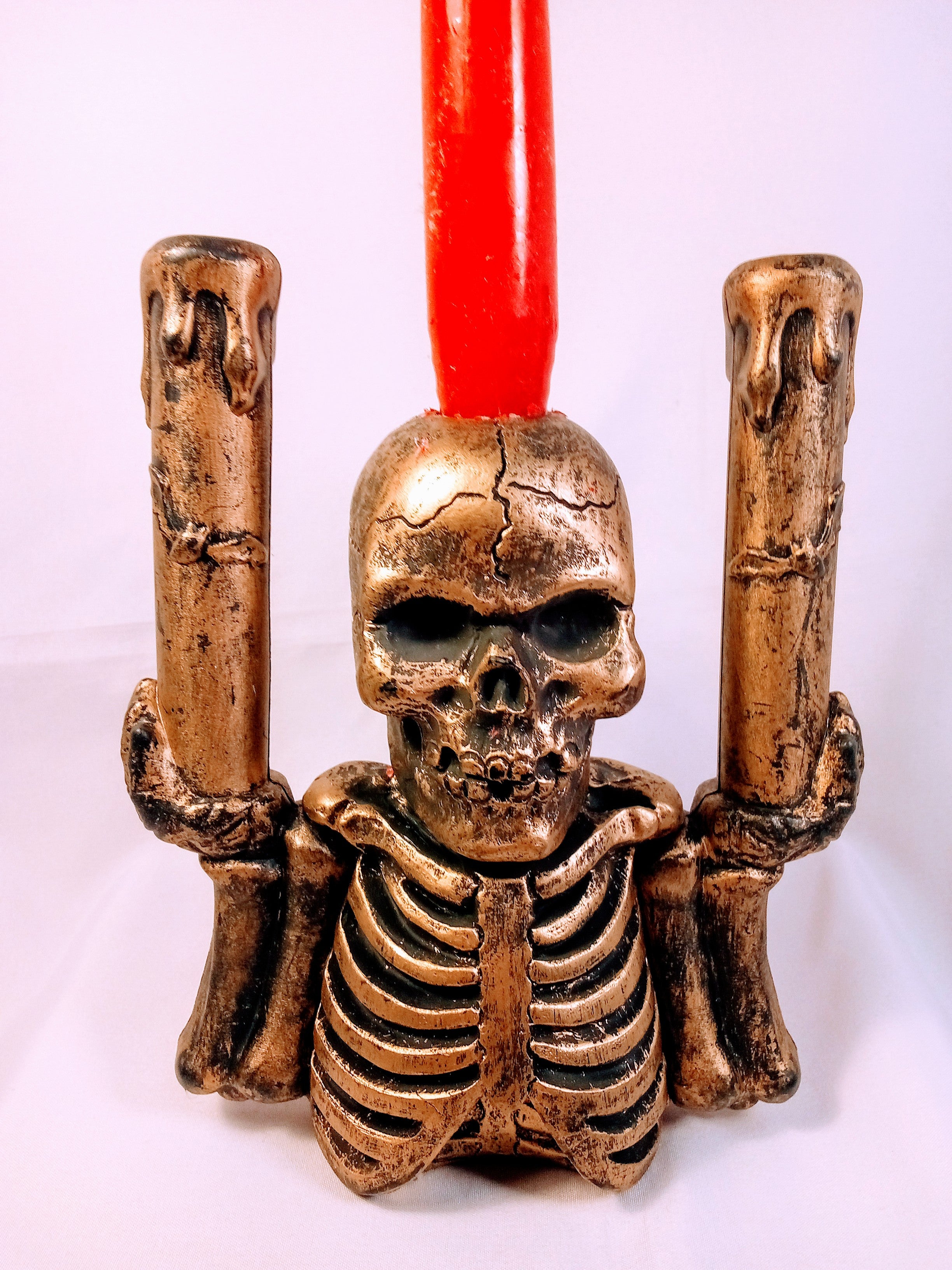 56)  Vintage SkulCandleholder Spooky Home Decor and Halloween Gift, Unique Art Table Decoration, Gift for Him
