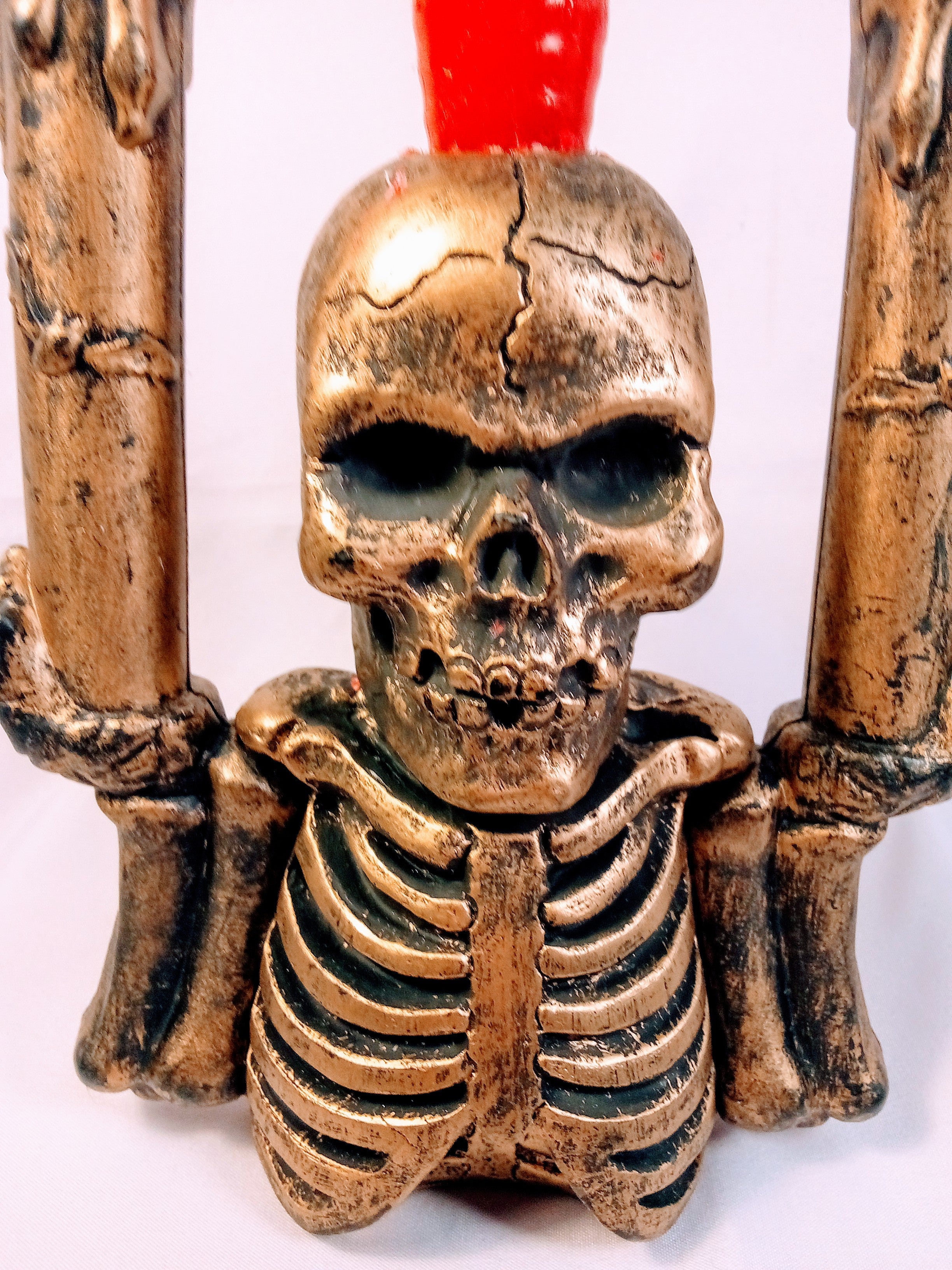 56)  Vintage SkulCandleholder Spooky Home Decor and Halloween Gift, Unique Art Table Decoration, Gift for Him