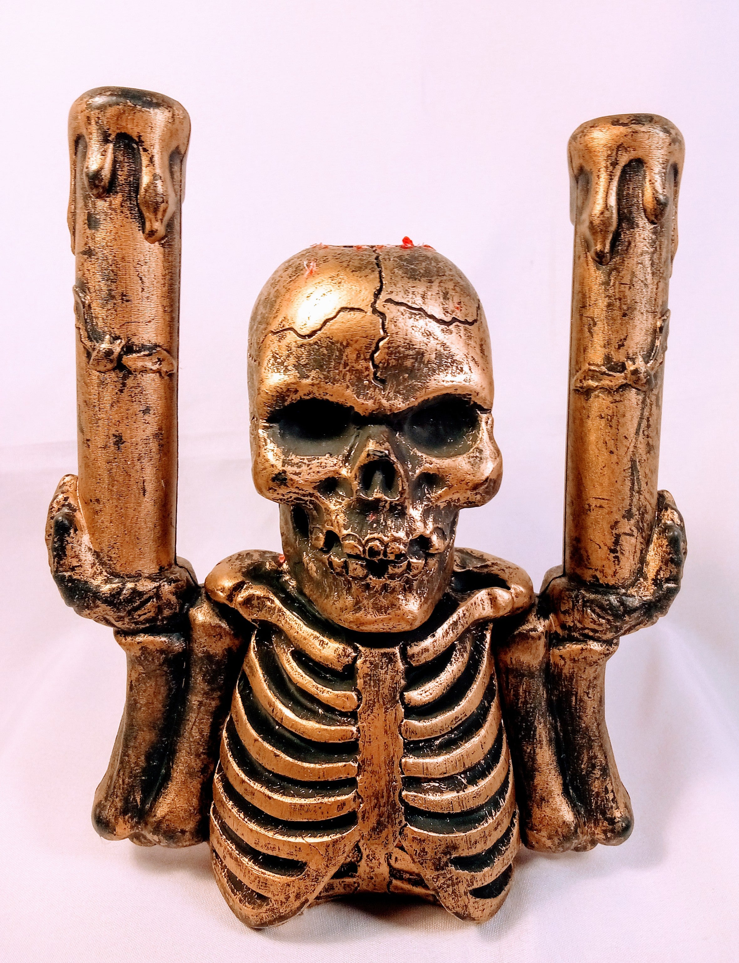 56)  Vintage SkulCandleholder Spooky Home Decor and Halloween Gift, Unique Art Table Decoration, Gift for Him