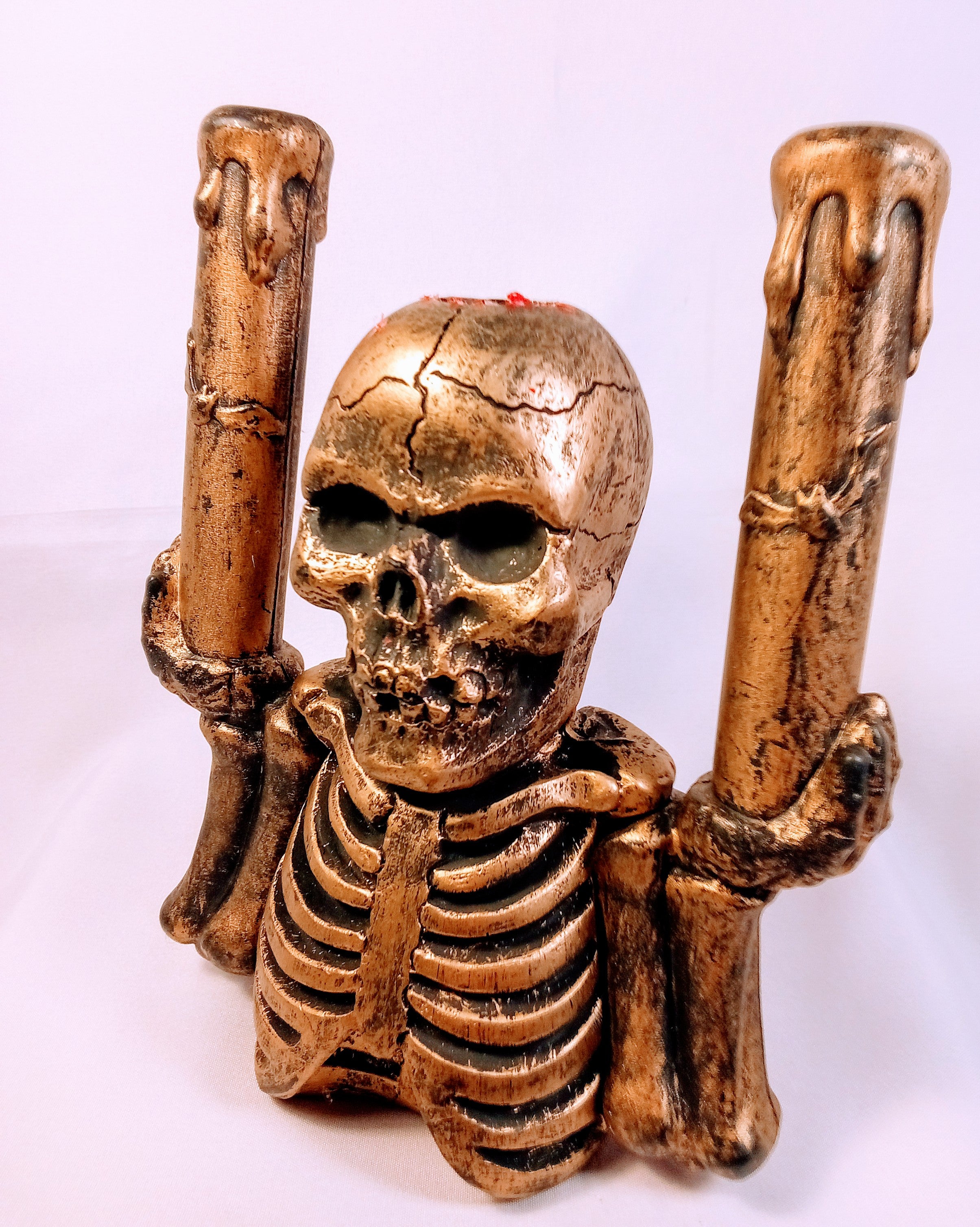 56)  Vintage SkulCandleholder Spooky Home Decor and Halloween Gift, Unique Art Table Decoration, Gift for Him