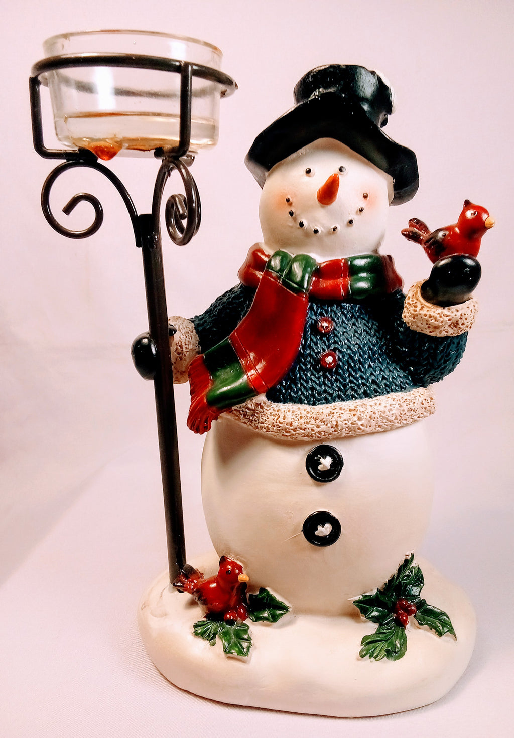 Festive Snowman Candle Holder Decor, Whimsical Christmas Centerpiece, Charming Folk Art, Unique Winter Display -