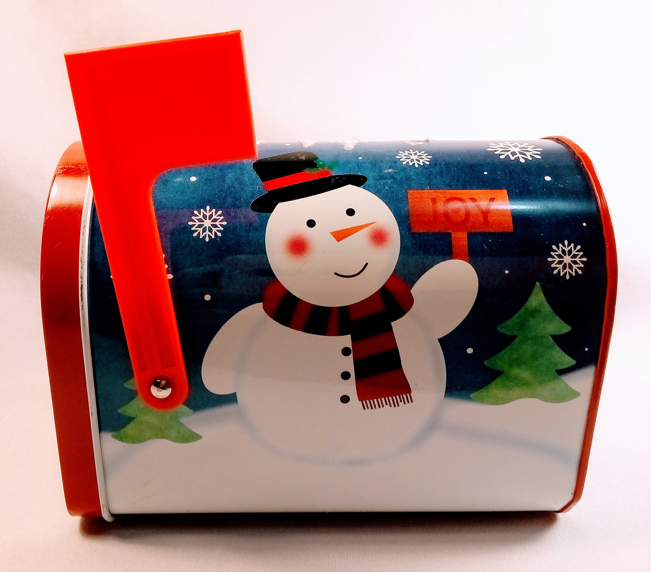 Cheerful Snowman Mailbox Topper, Holiday Tin Decoration, Whimsical Farmhouse Art with Snowman Accent, Welcome Sign Handcrafted Festive