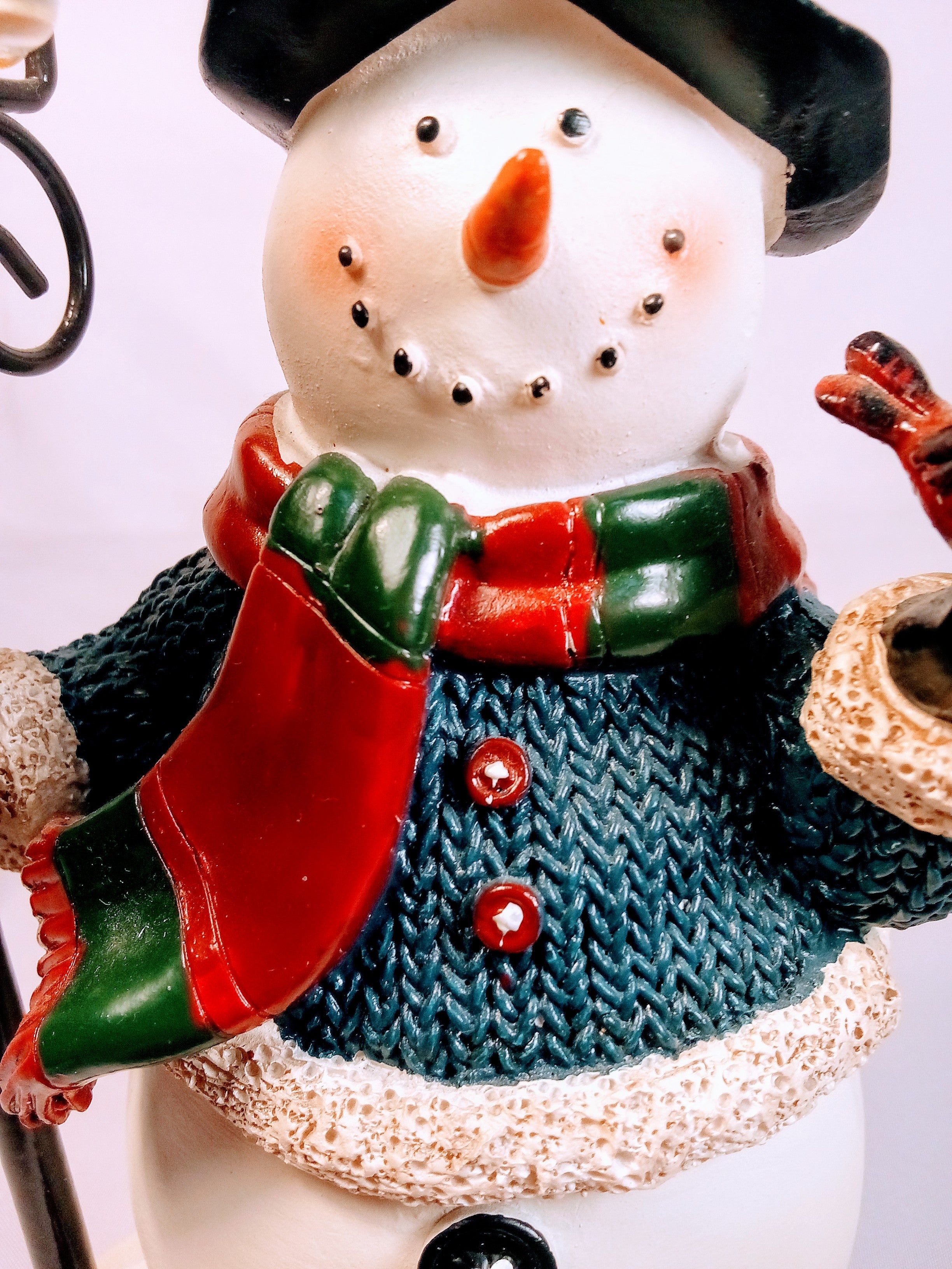 Festive Snowman Candle Holder Decor, Whimsical Christmas Centerpiece, Charming Folk Art, Unique Winter Display -