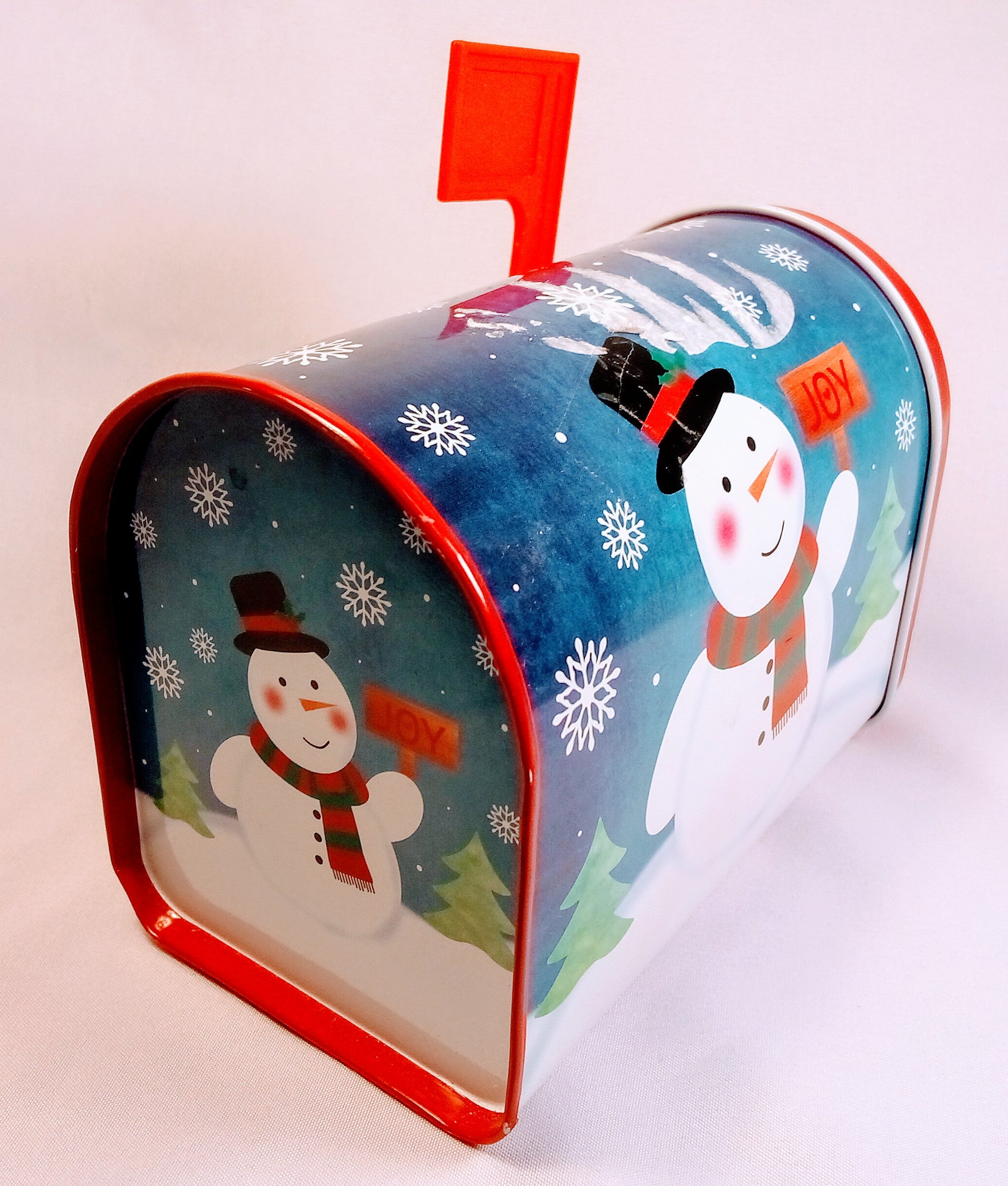 Cheerful Snowman Mailbox Topper, Holiday Tin Decoration, Whimsical Farmhouse Art with Snowman Accent, Welcome Sign Handcrafted Festive