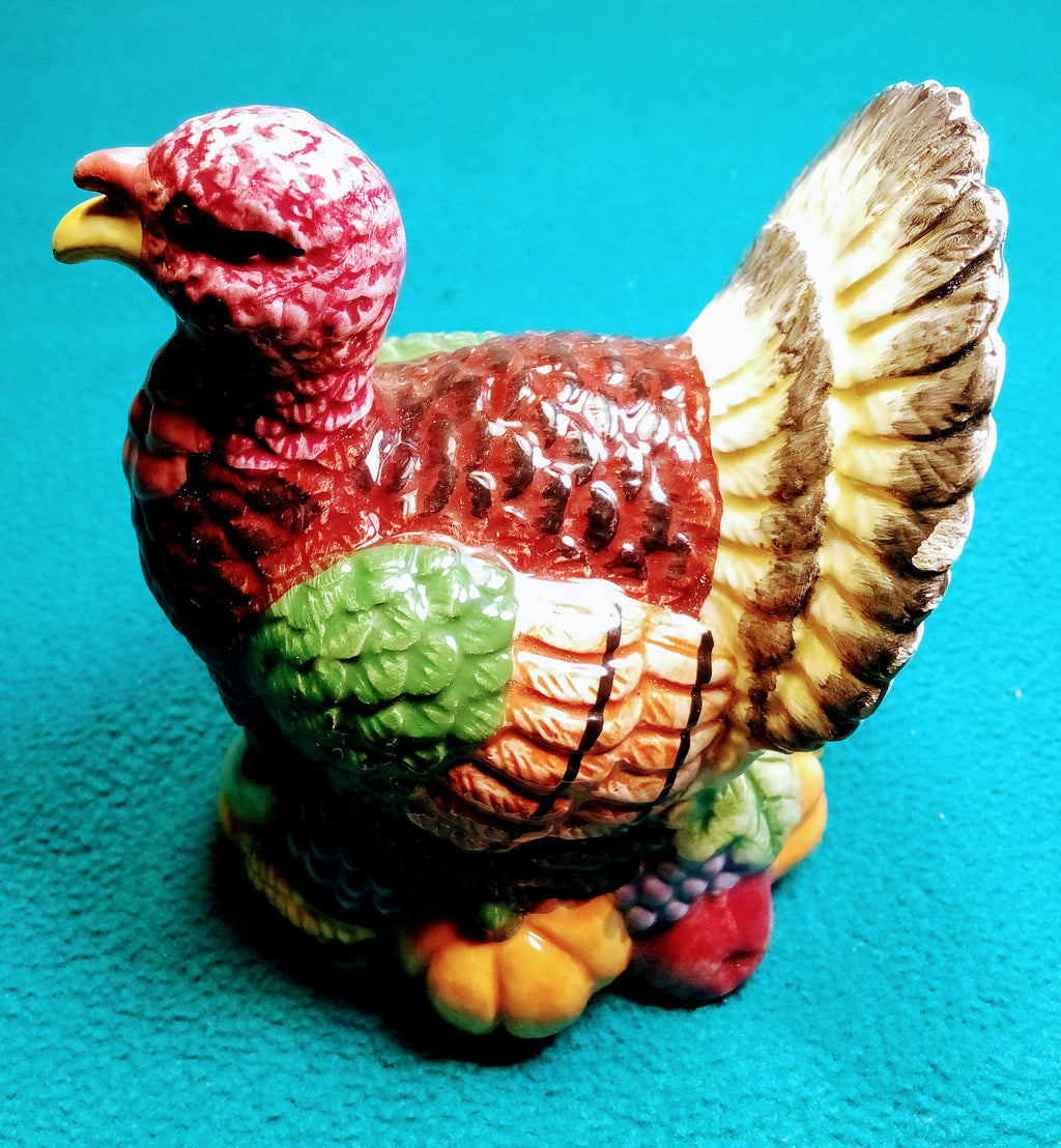 Charming Turkey Figurine for Your Thanksgiving Tablescape, Whimsical Ceramic Perfect for Holiday Decor, Vintage Figurine