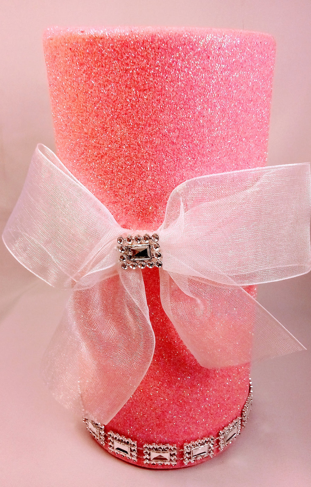 Pink Vase with Bow Flower Planter,  Home Decor for Nursery, Shabby Chic Collectible