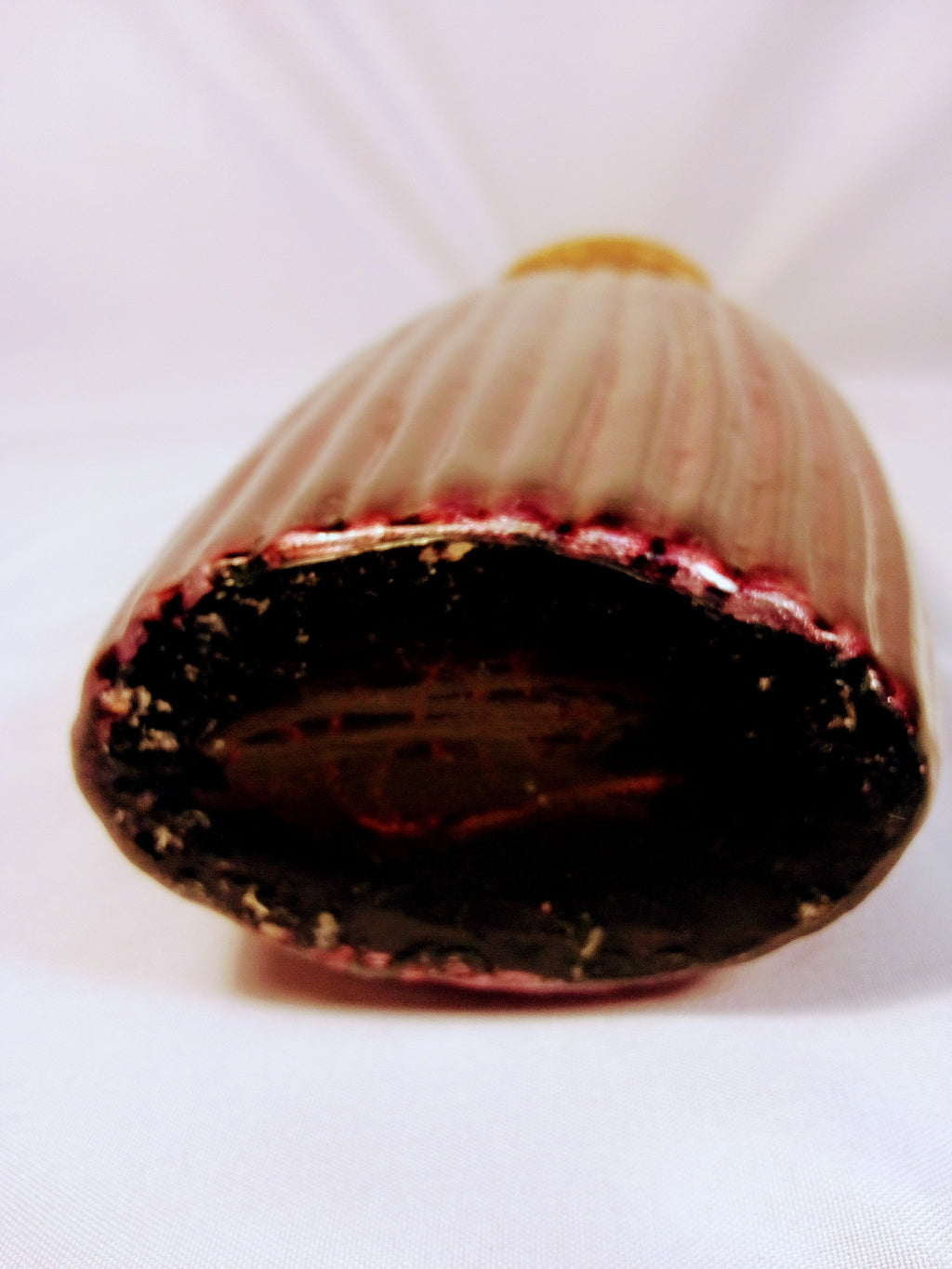 Vintage Tall Ribbed Vase 12" Timeless Style Decorative Classic Craftmanship, Plum Red Great Gift for Her