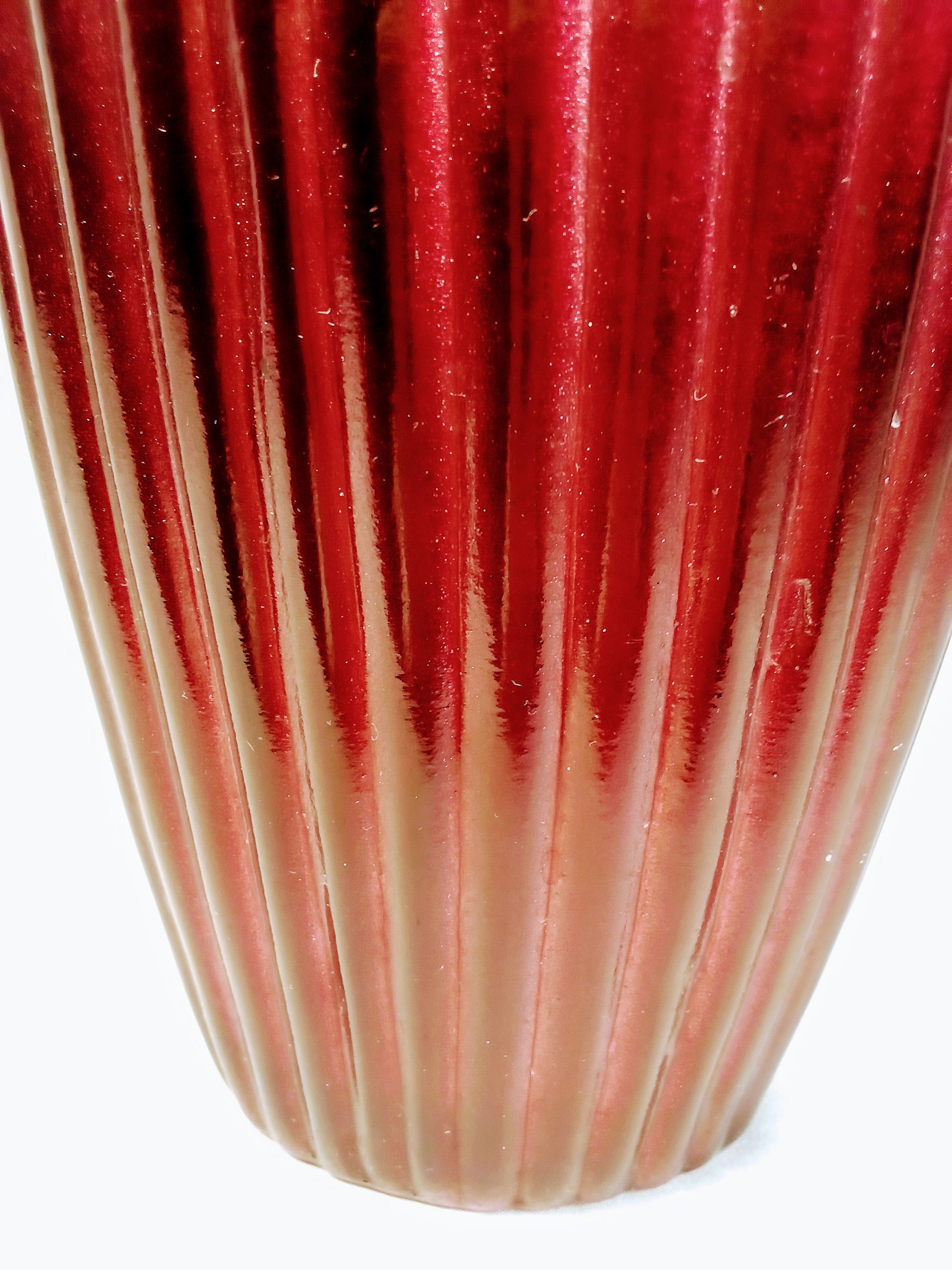 Vintage Tall Ribbed Vase 12" Timeless Style Decorative Classic Craftmanship, Plum Red Great Gift for Her