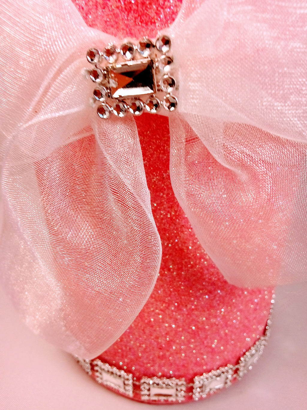 Pink Vase with Bow Flower Planter,  Home Decor for Nursery, Shabby Chic Collectible