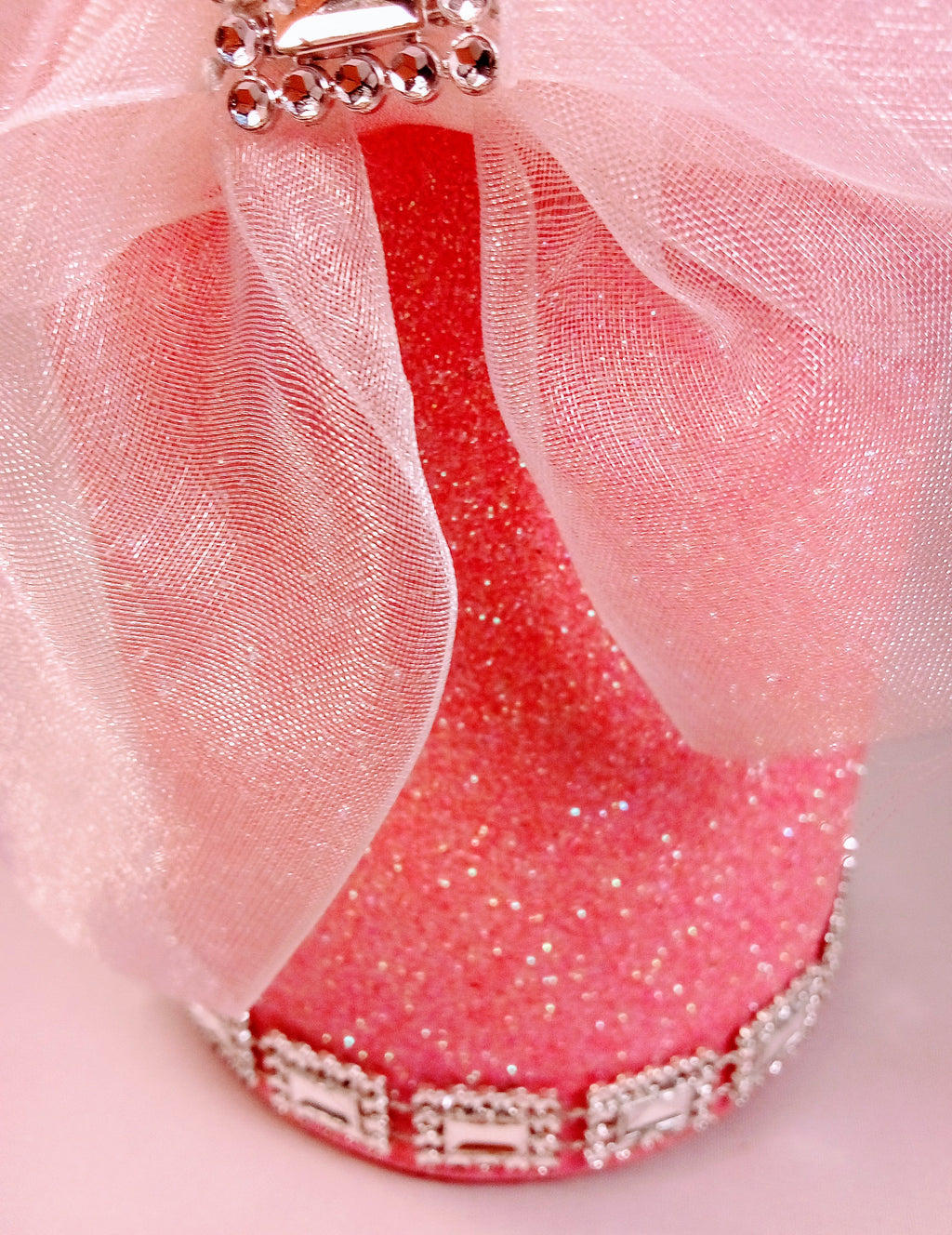 Pink Vase with Bow Flower Planter,  Home Decor for Nursery, Shabby Chic Collectible