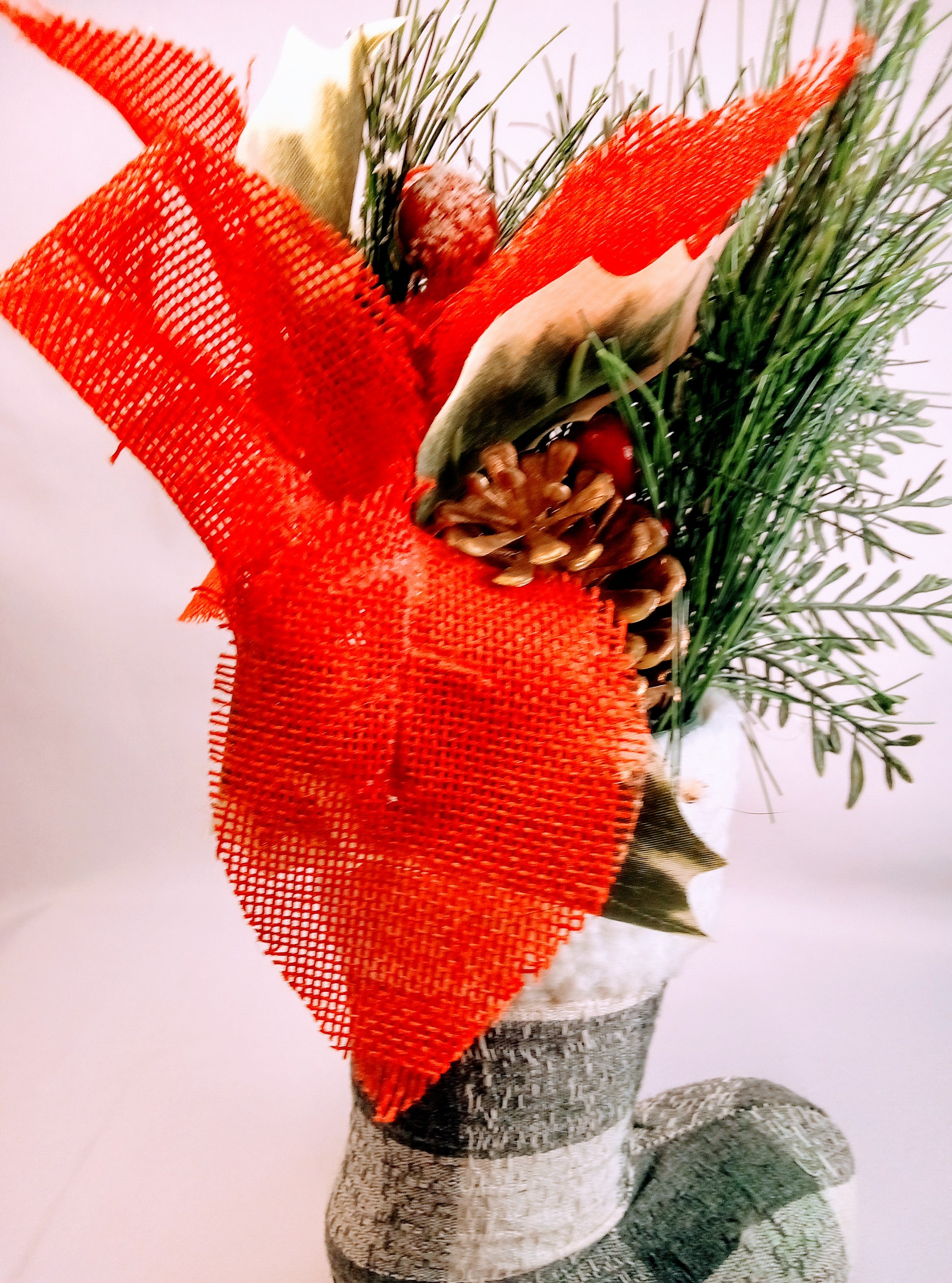Christmas Boots Planter Checkered, Add a Touch of Magic to Your Home Decor, Rustic Holiday Plant Pot