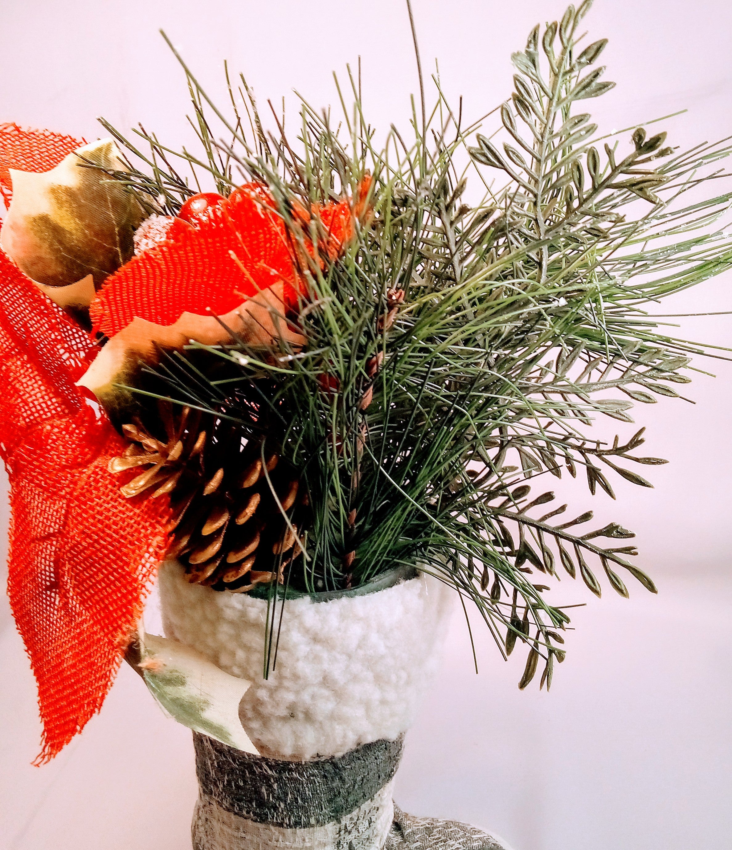 Christmas Boots Planter Checkered, Add a Touch of Magic to Your Home Decor, Rustic Holiday Plant Pot
